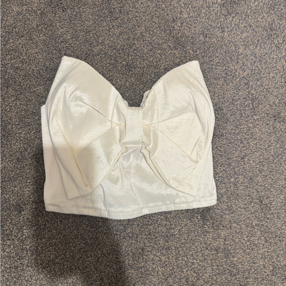 Show Me Your MuMu White Bow Crop Top
